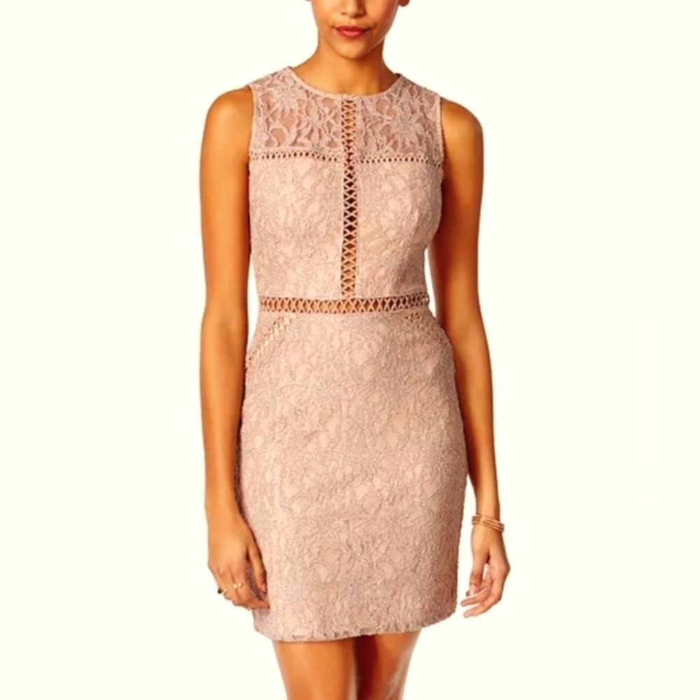 Juniors' Glitter Lace Bodycon Dress,